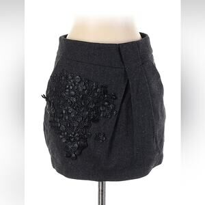 S. Deer embroidered dark grey mini skirt, size small